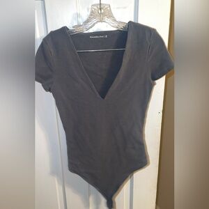 Abercrombie & Fitch Dark Gray V-Neck Bodysuit